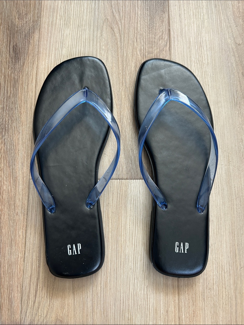 GAP Black Sandals with Translucent Blue Straps Size 9